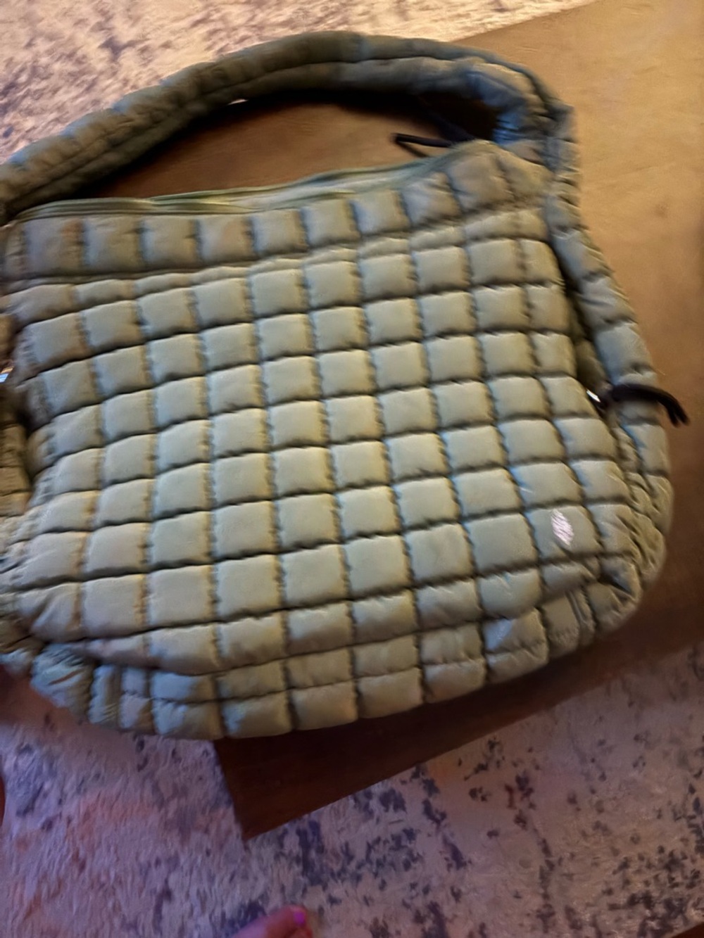 Free People Quilted Shoulder Bag in Sage Green